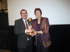 Timm with former Pacific University athletic director Judy Sherman at the 2012 Oregon Sports Awards. Sherman, who hired Timm, was honored with the Sports DNA Award for her dedication to sports in Oregon.